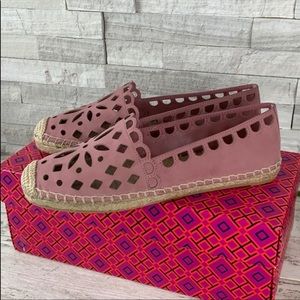 Tory Burch May Espadrille Kid Suede NIB 7.5M Pink